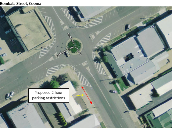 Annotated aerial image showing impacted parking area on Bombala St.png