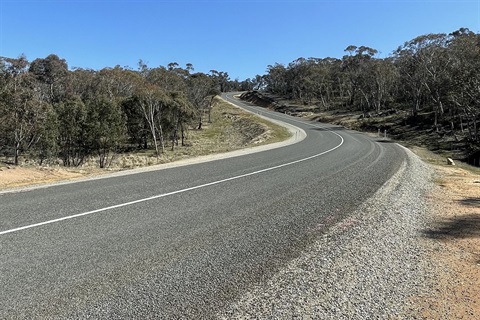 Freshly sealed and upgraded Bobeyan Road in September 2024