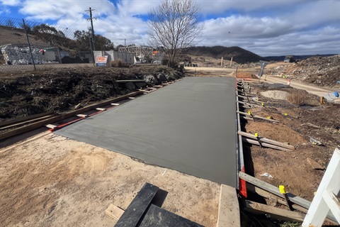 Freshly poured concrete for the new Jindabyne Landfill Weighbridge