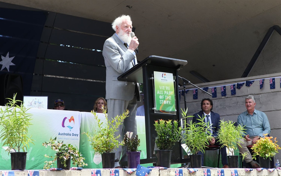 Paddy Kerrigan - 2025 Cooma Citizen of the Year speaking at the Australia Day event in Cooma