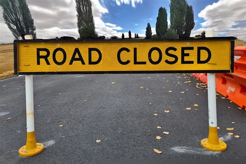 Road closed sign