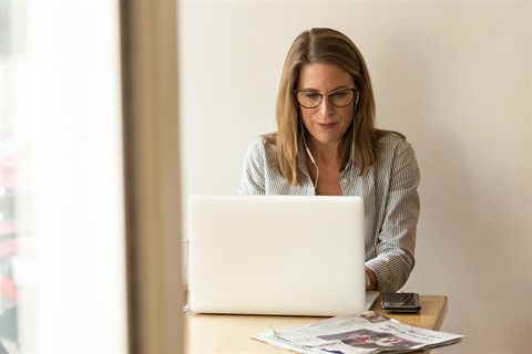 Woman using laptop